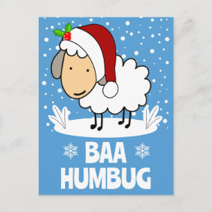 Baa Humbug Schaap met een Kerstmanhoed Kerst Feestdagenkaart