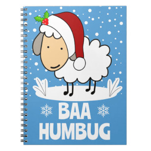 Baa Humbug Schaap met een Kerstmanhoed Kerst Notitieboek