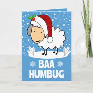 Baa Humbug Schaap met een kerstmuts Feestdagen Kaart
