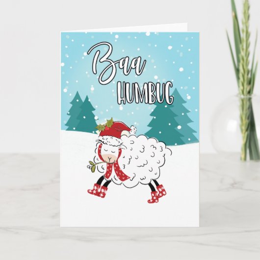 Baa humbug sheep funny joke christmas kaart (Voorkant)