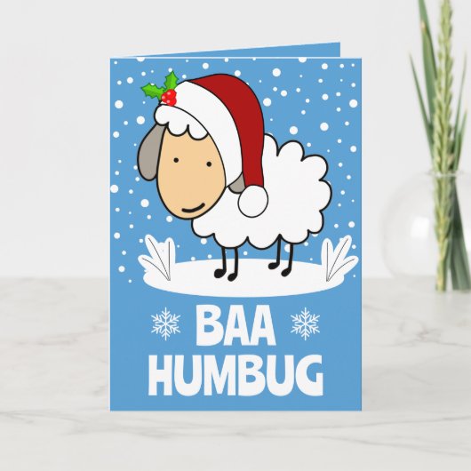 Baa Humbug Sheep Wearing A Santa Hat Holiday Feestdagen Kaart (Voorkant)