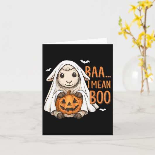 Baa ik bedoel Boo Ghost Sheep Halloween Ghost Shee Kaart (Gele Bloem)