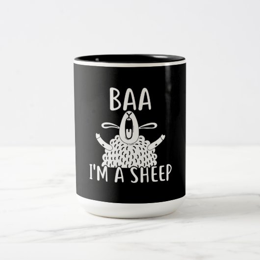 Baa I'm a Sheep | Cadeau van schapenhouders Tweekleurige Koffiemok (Center)