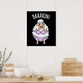 Baa-kini Grappige Bikini Pun Donker BG Poster (Keuken)