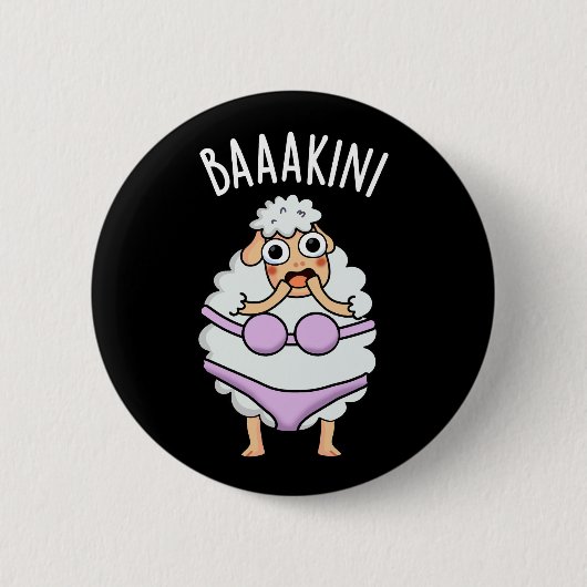 Baa-kini Grappige Bikini Pun Donker BG Ronde Button 5,7 Cm (Voorkant)