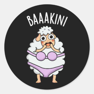 Baa-kini Grappige Bikini Pun Donker BG Ronde Sticker