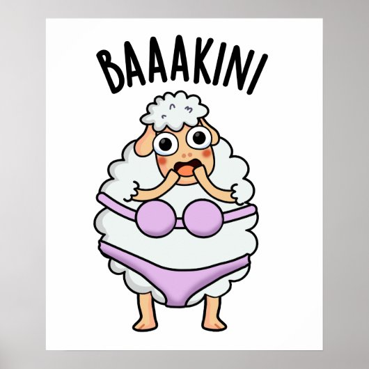 Baa-kini Grappige Bikini Pun Poster (Voorkant)
