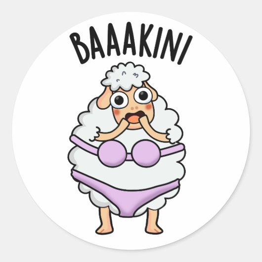 Baa-kini Grappige Bikini Pun Ronde Sticker (Voorkant)
