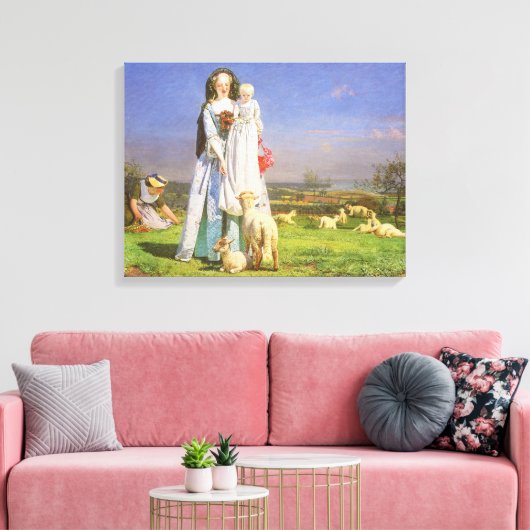  Baa-lammeren van Ford Madox Brown Canvas Afdruk (Insitu (Woonkamer))