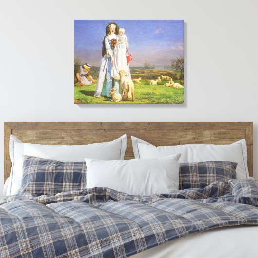  Baa-lammeren van Ford Madox Brown Canvas Afdruk (Insitu (Slaapkamer))