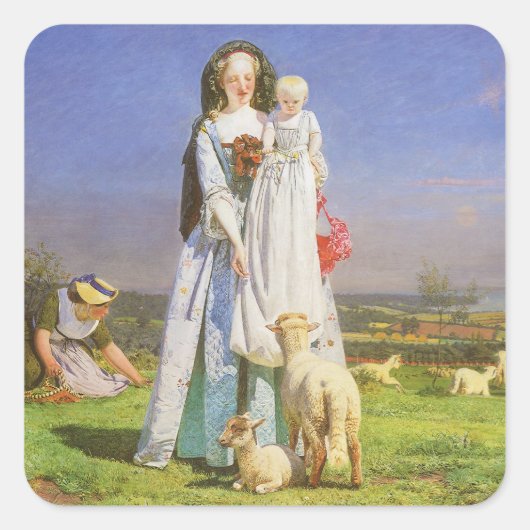  Baa-lammeren van Ford Madox Brown Vierkante Sticker (Voorkant)