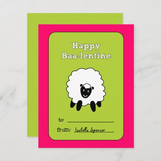 Baa-lentine Kinder Valentijn Kaart (Voorkant / Achterkant)