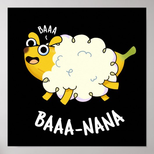 Baa-nana Funny Banana Pun Dark BG Poster (Voorkant)