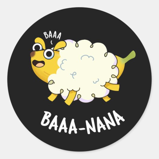 Baa-nana Funny Banana Pun Dark BG Ronde Sticker (Voorkant)