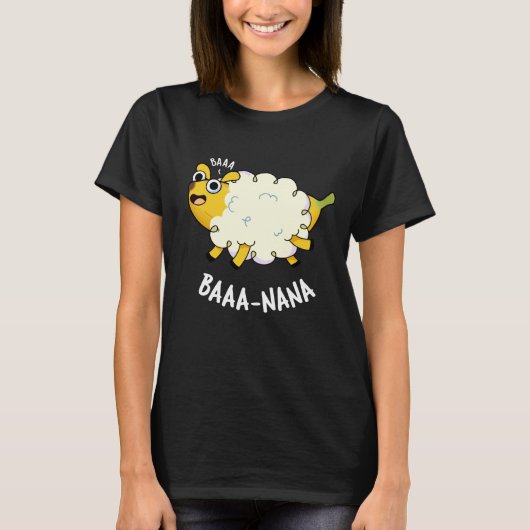 Baa-nana Funny Banana Pun Dark BG T-shirt (Voorkant)