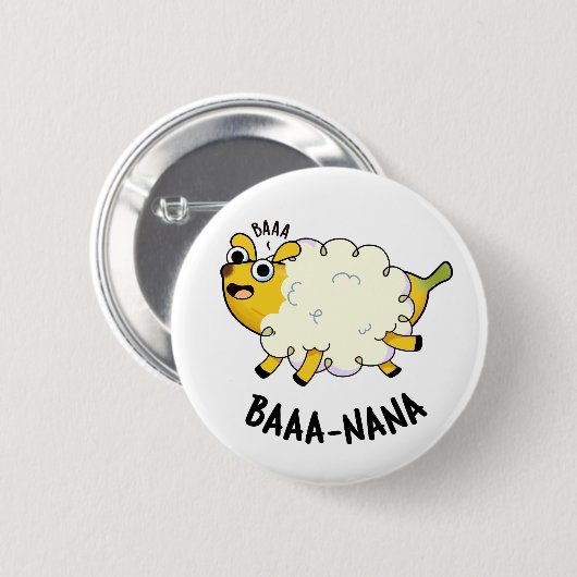 Baa-nana Funny Banana Pun Ronde Button 5,7 Cm (Voorkant /achterkant)