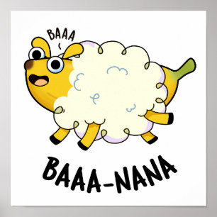 Baa-nana Grappige Banaan Schaap Woordgrap Poster