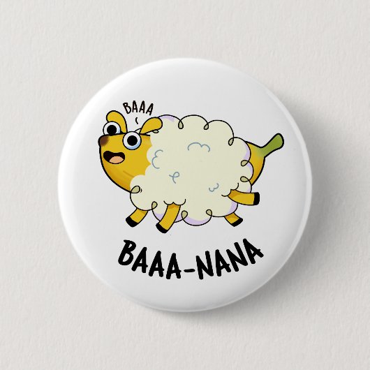 Baa-nana Grappige Banaan Schaap Woordgrap Ronde Button 5,7 Cm (Voorkant)