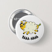 Baa-nana Grappige Banaan Schaap Woordgrap Ronde Button 5,7 Cm (Voorkant /achterkant)
