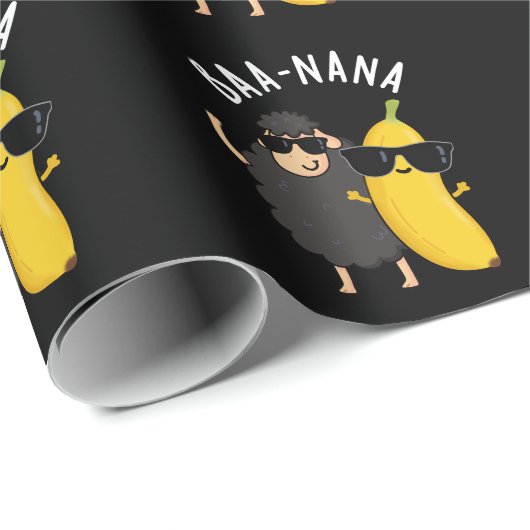 Baa-nana Grappige Banana Puns Donker BG Cadeaupapier (Rol Hoek)