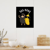 Baa-nana Grappige Banana Puns Donker BG Poster (Keuken)
