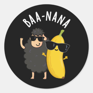 Baa-nana Grappige Banana Puns Donker BG Ronde Sticker