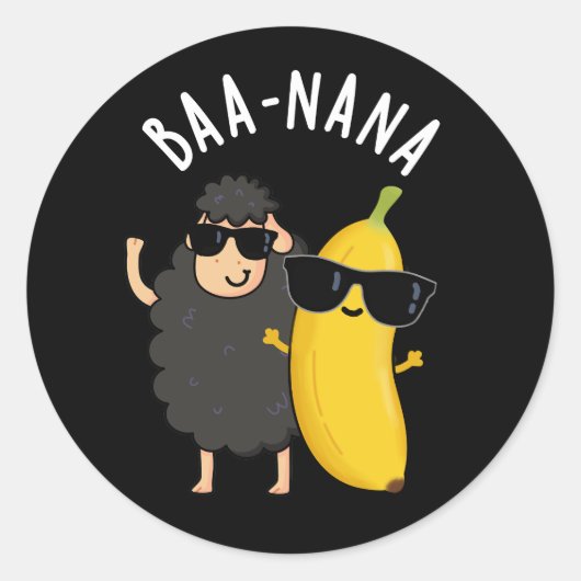 Baa-nana Grappige Banana Puns Donker BG Ronde Sticker (Voorkant)