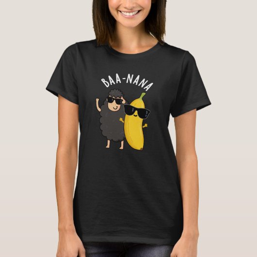 Baa-nana Grappige Banana Puns Donker BG T-shirt (Voorkant)
