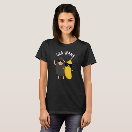 Baa-nana Grappige Banana Puns Donker BG T-shirt (Voorkant volledig)