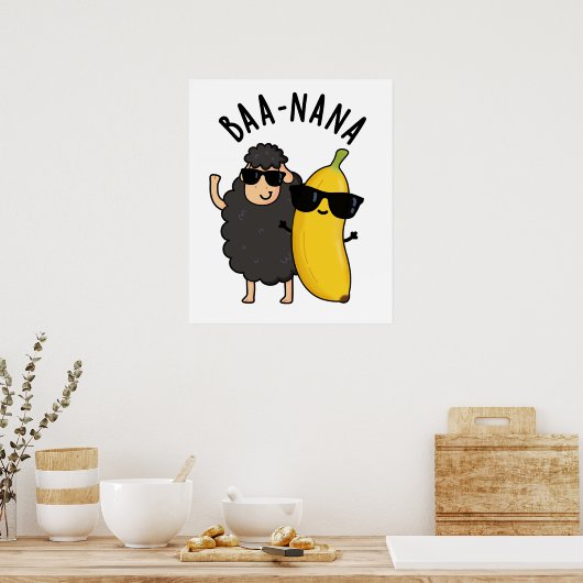 Baa-nana Grappige Banana Puns Poster (Keuken)