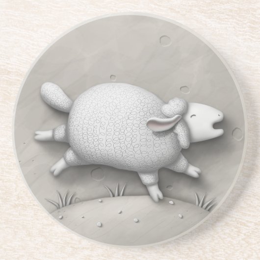 Baa Relief (schapen 1) Zandsteen Onderzetter (Voorkant)