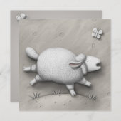 Baa Relief Schattige Happy Sheep gepersonaliseerd Notitiekaartje (Voorkant / Achterkant)