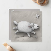 Baa Relief Schattige Happy Sheep gepersonaliseerd Notitiekaartje (Voorkant / Achterkant in situ)