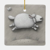 Baa Relief Schattige Happy Sheep Keramisch Ornament (Achterkant)