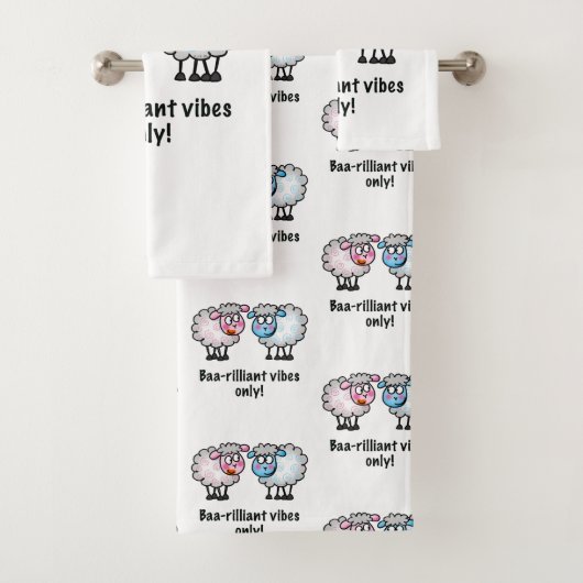 Baa-rilliant - Cute Cartoon Sheep Pair Bad Handdoek (Insitu)