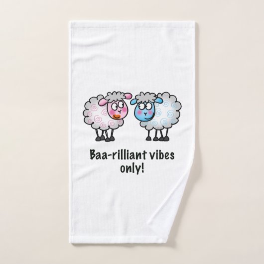 Baa-rilliant - Cute Cartoon Sheep Pair Bad Handdoek (Handdoek)