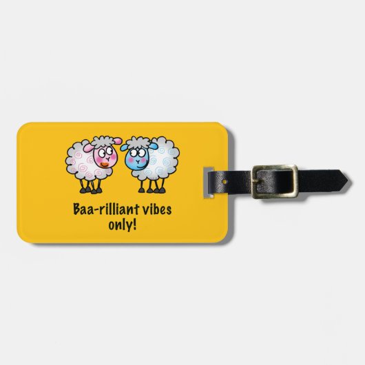 Baa-rilliant - Cute Cartoon Sheep Pair Bagagelabel (Voorkant horizontaal)