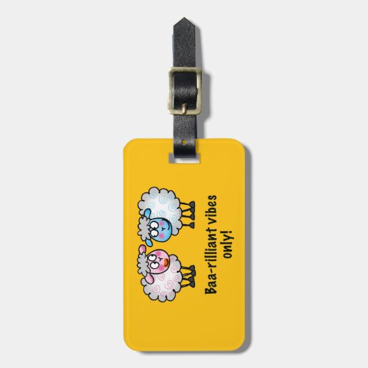 Baa-rilliant - Cute Cartoon Sheep Pair Bagagelabel (Voorkant verticaal)