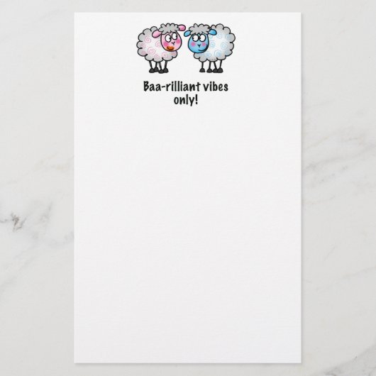 Baa-rilliant - Cute Cartoon Sheep Pair Briefpapier (Voorkant)