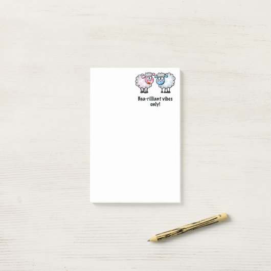 Baa-rilliant - Cute Cartoon Sheep Pair Post-it® Notes (Op bureau)