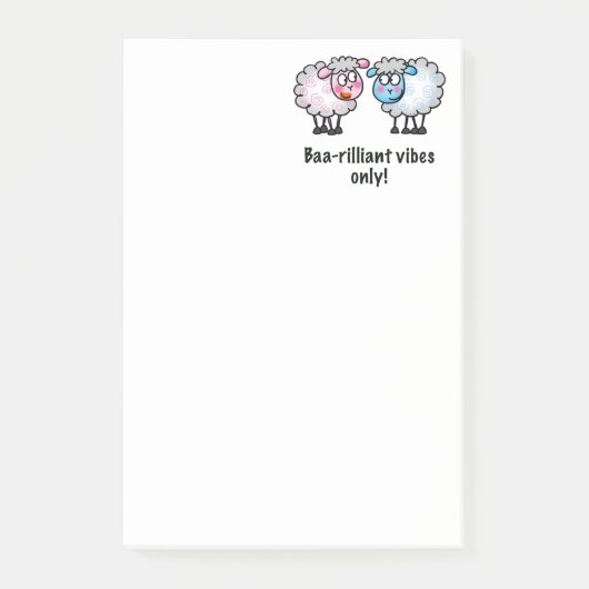 Baa-rilliant - Cute Cartoon Sheep Pair Post-it® Notes (Voorkant)