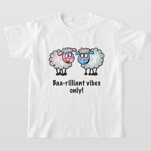 Baa-rilliant - Cute Cartoon Sheep Pair T-shirt (Laagn)