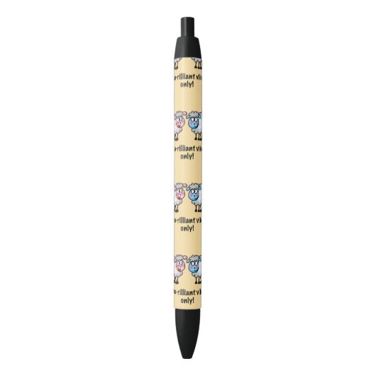 Baa-rilliant - Cute Cartoon Sheep Pair Zwarte Inkt Pen (Voorkant Verticaal)