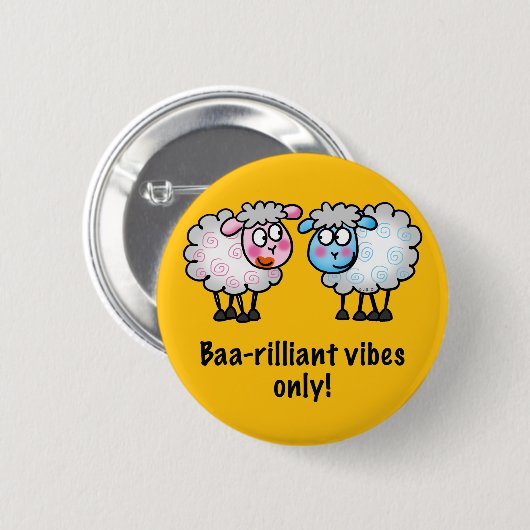 Baa-rilliant - Paar Malse Schapen Ronde Button 5,7 Cm (Voorkant /achterkant)