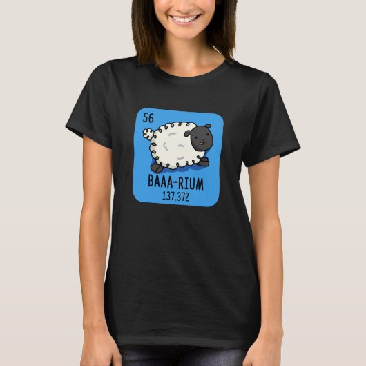 Baa-rium Grappige Schaap Chemie Pun Dark BG T-shirt (Voorkant)