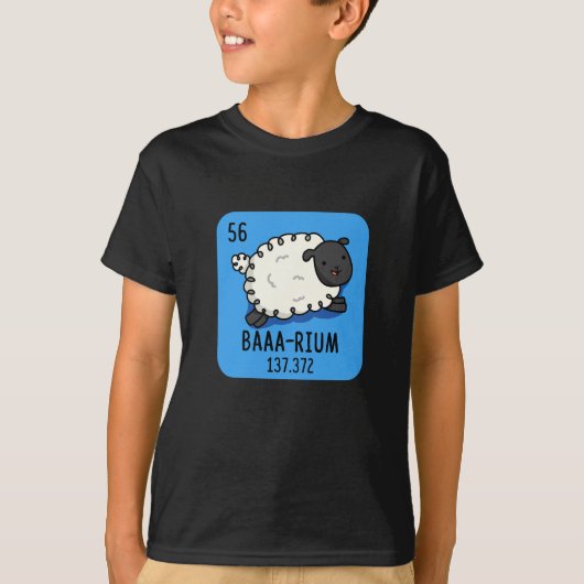 Baa-rium Grappige Schaap Chemie Pun Dark BG T-shirt (Voorkant)