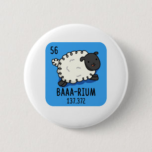 Baa-rium Grappige Schaap Scheikunde Pun Ronde Button 5,7 Cm