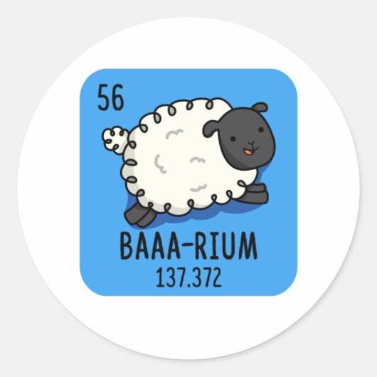 Baa-rium Grappige Schaap Scheikunde Pun Ronde Sticker (Voorkant)