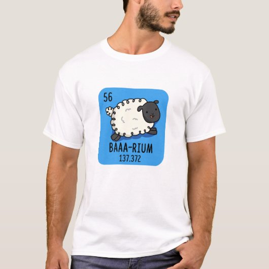 Baa-rium Grappige Schaap Scheikunde Pun T-shirt (Voorkant)