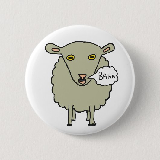 Baa Sheep Ronde Button 5,7 Cm (Voorkant)